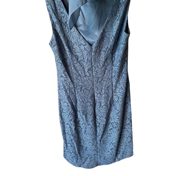 Lace Dress with Chiffon Overlay Formal Party Cocktail Elegant Gray Women Size 10 - Picture 6 of 6